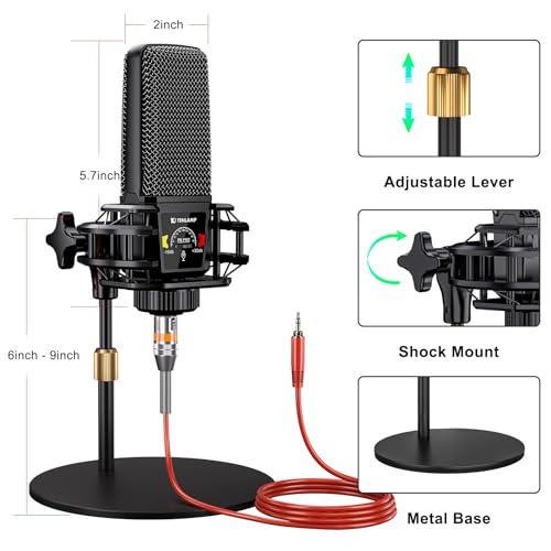 Podcast Microphone Bundle with Live Sound Card Audio Mixer, Podcast Equipment Bundle with 3.5mm Condenser Microphone for Pc/Phone Live Streaming Singing Gaming, Sound Board with Voice Changer, Denoise - Image 2