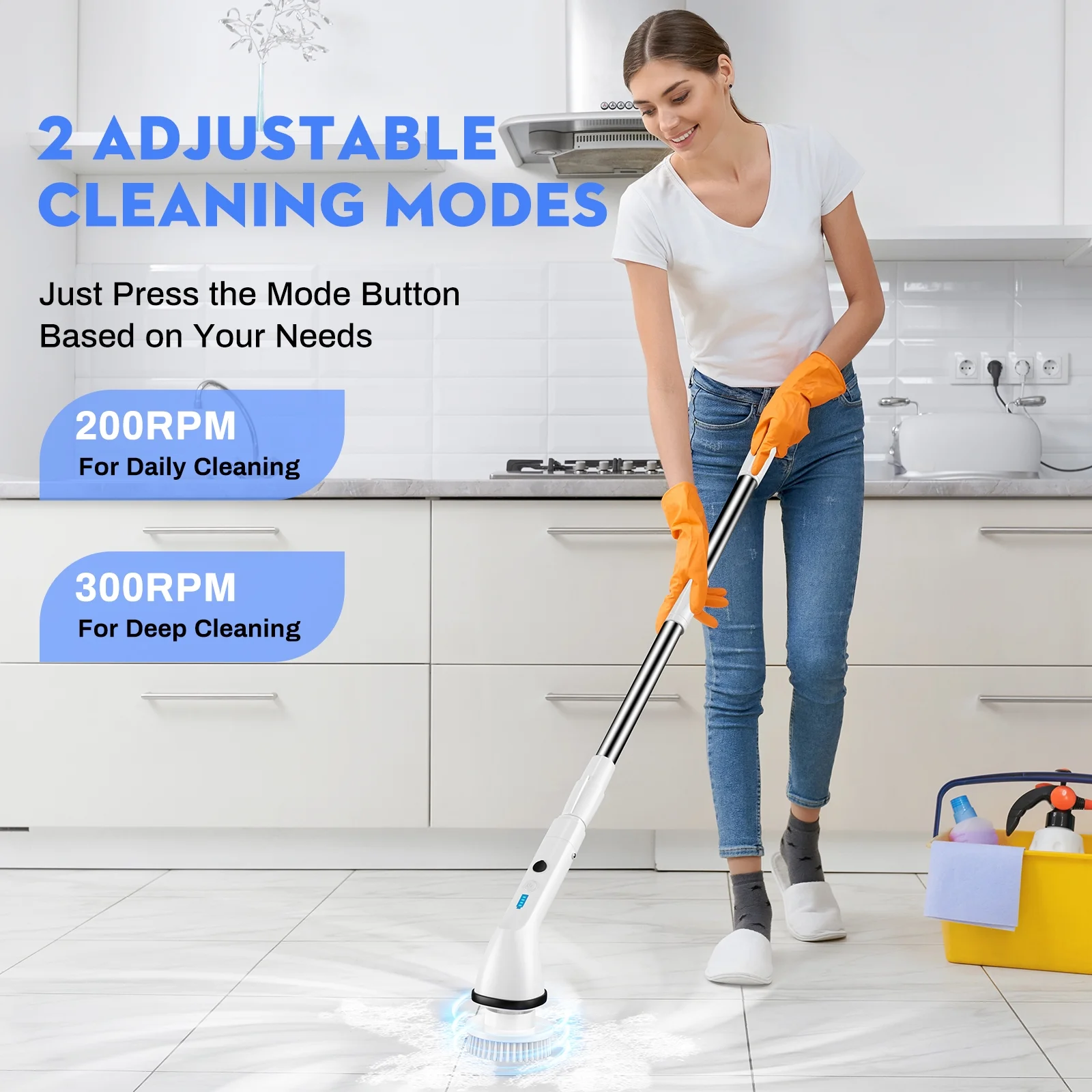 VAVSEA Electric Spin Scrubber,Cleaning Brush for Bathroom,1.5H 300RPM Shower Scrubber Kit for Floor Tile Bathtub,51 inch - Image 4