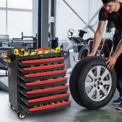 Alternative view of Rolling Tool Chest, Metal Tool Box with 5 Drawers, Lockable Garage Storage Cabinets Sliding Tool Drawer Cart on Wheels Toolbox Organization Workbench for Workshop Warehouse Repair Shop