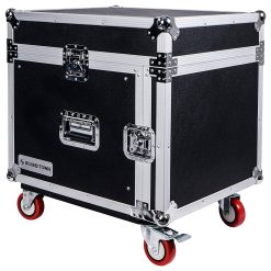 Sound Town 8-Space Pa/dj Rack/Road Case with Slant Mixer Top and Casters (STMR-8UW)