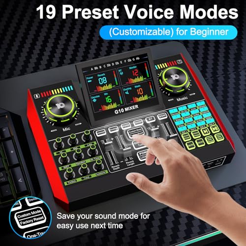 Podcast Microphone Bundle with Live Sound Card Audio Mixer, Podcast Equipment Bundle with 3.5mm Condenser Microphone for Pc/Phone Live Streaming Singing Gaming, Sound Board with Voice Changer, Denoise - Image 26